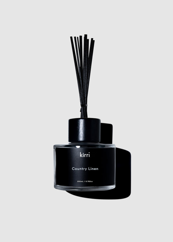 kirri country linen reed diffuser 200ml with natural reeds