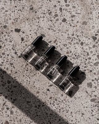 kirri 2ml scent samples on terrazzo in sunlight