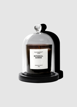 Botanical Gardens Candle + Glass Cloche + Wooden Base (Formerly Jardin de Carthage)