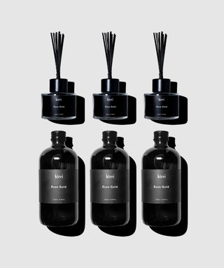 Rose Gold Reed Diffuser 200ml Trio + Rose Gold Reed Refills 500ml Trio