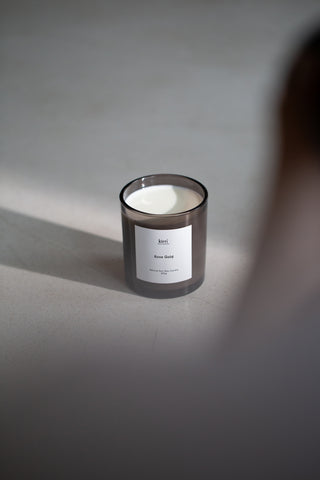 Rose Gold 400g Candle + Glass Cloche + Wooden Base