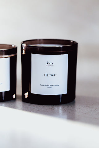 Fig Tree 400g Candle + Glass Cloche + Wooden Base