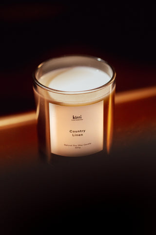Country Linen 400g Candle + Glass Cloche